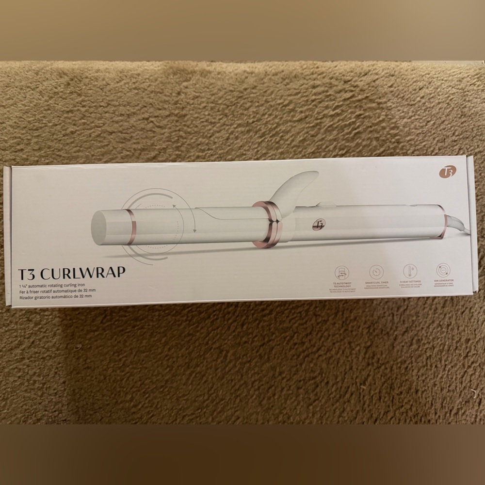 T3 White and Pink Curling Iron